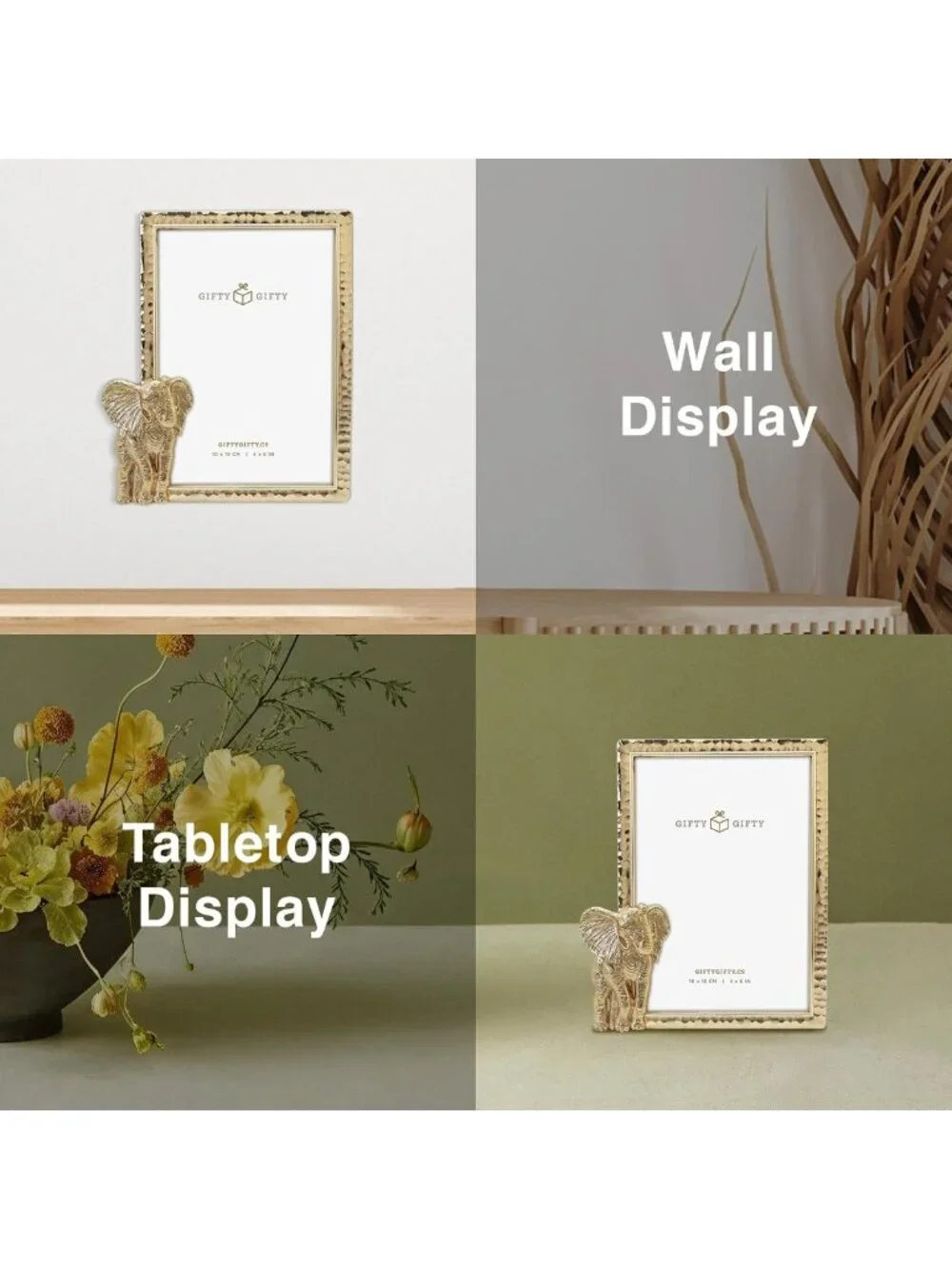 Elegant Gold Elephant Picture Frame 4x6 for Tabletop Decor - Ideal for Home